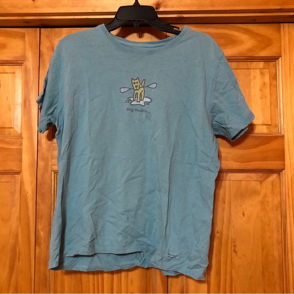 Life is Good teal “dog paddle” tee shirt